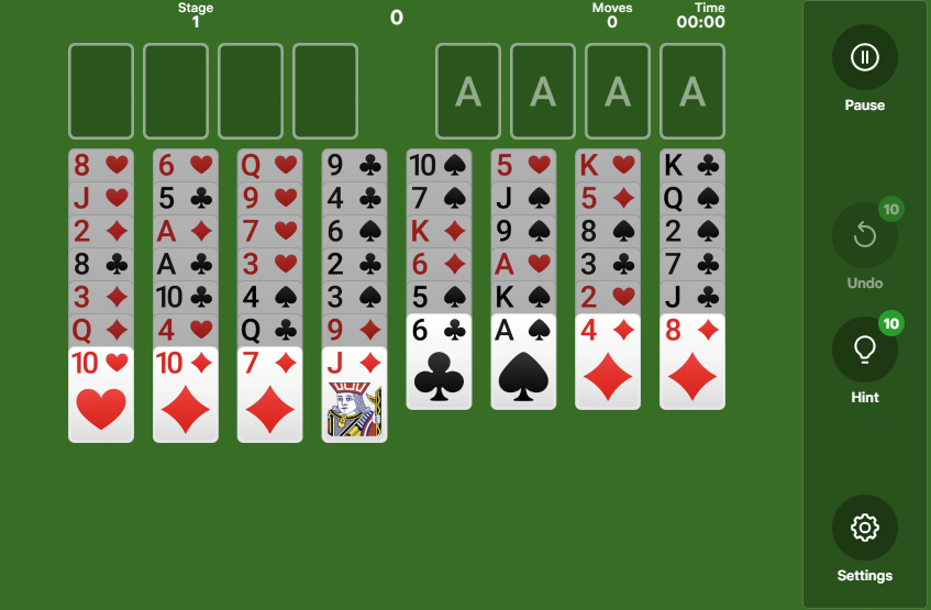 Freecell solitaire