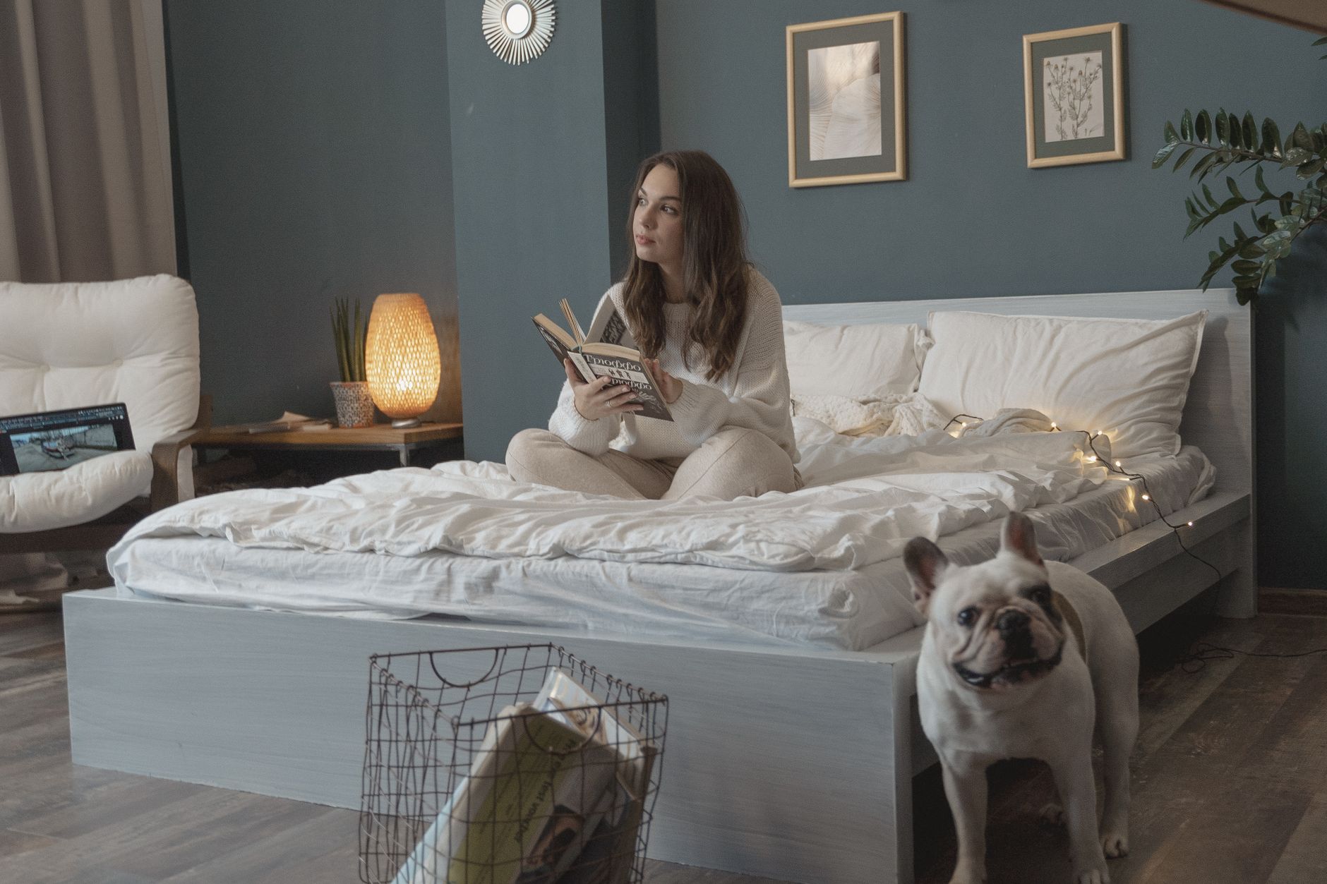 Roman lu dans une chambre calme en soirée