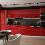 Cuisine avec meubles rouges Belini